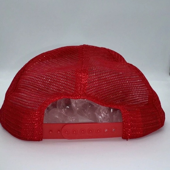 Vintage SnapBack Mesh Back Ad Trucker Hat Cap Red Alpina Ski Boots Skiing EUC - Picture 4 of 7